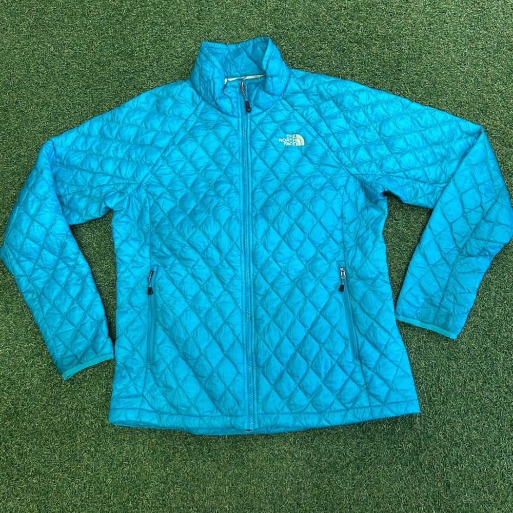 The North Face ThermoBall Quilted Puffer Jacket Womens Small Turquoise Blue